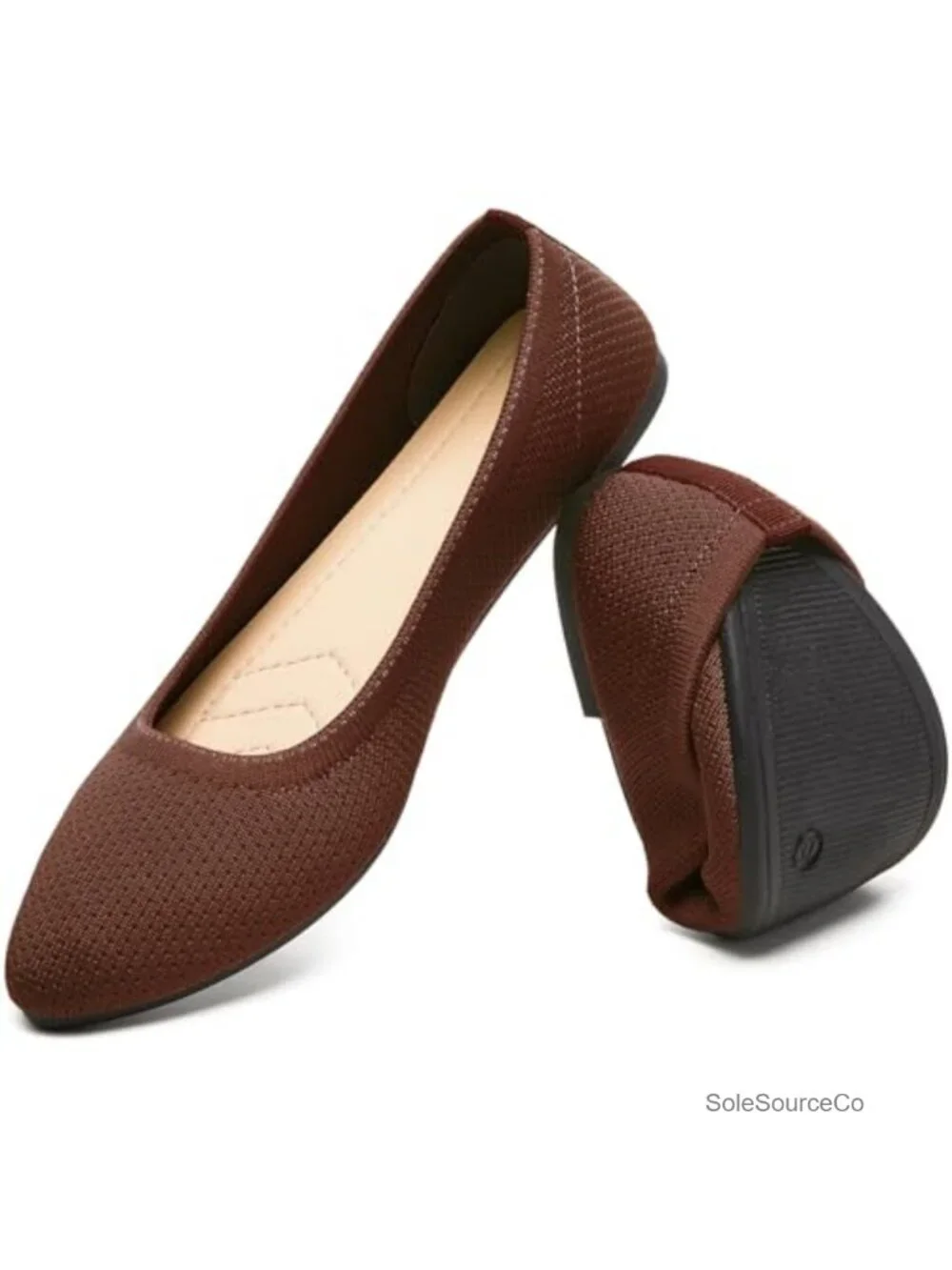 Women's Ballet Flats Mesh Pointed Toe Slip On Dress Shoes Breathable Knit